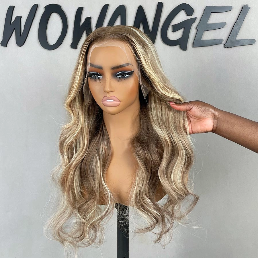 WOWANGEL Balayage Highlight Human Virgin Hair 13X6 HD Lace Full Frontal Wig