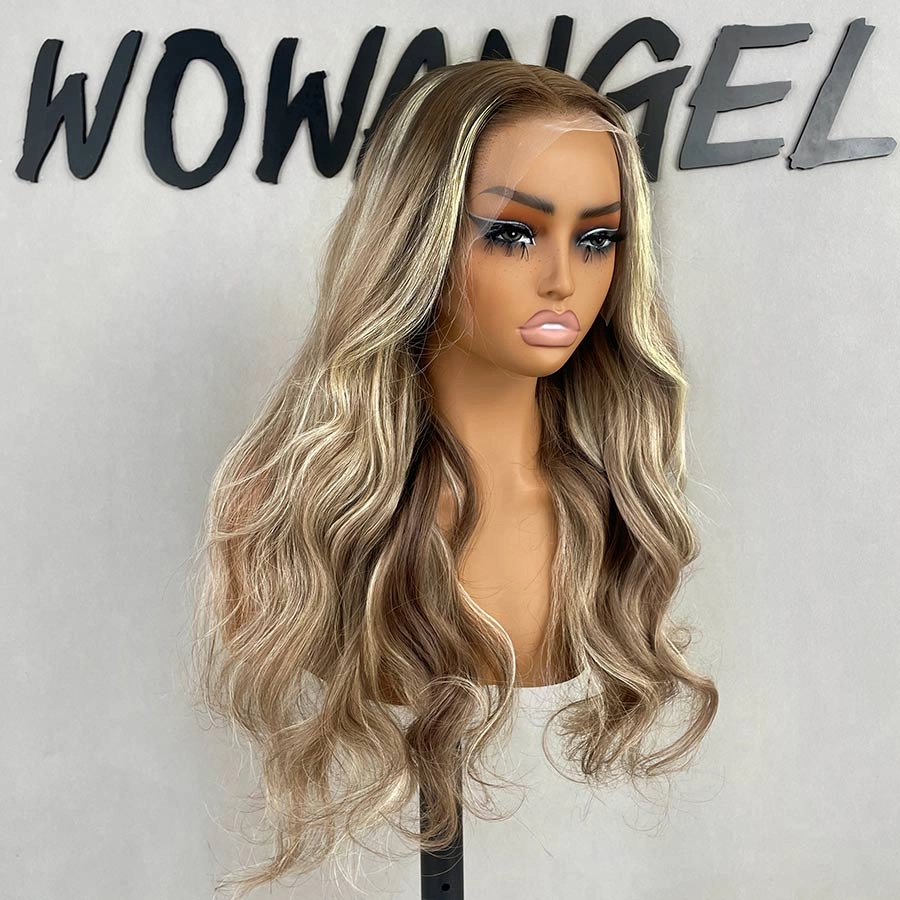 WOWANGEL Balayage Highlight Human Virgin Hair 13X6 HD Lace Full Frontal Wig