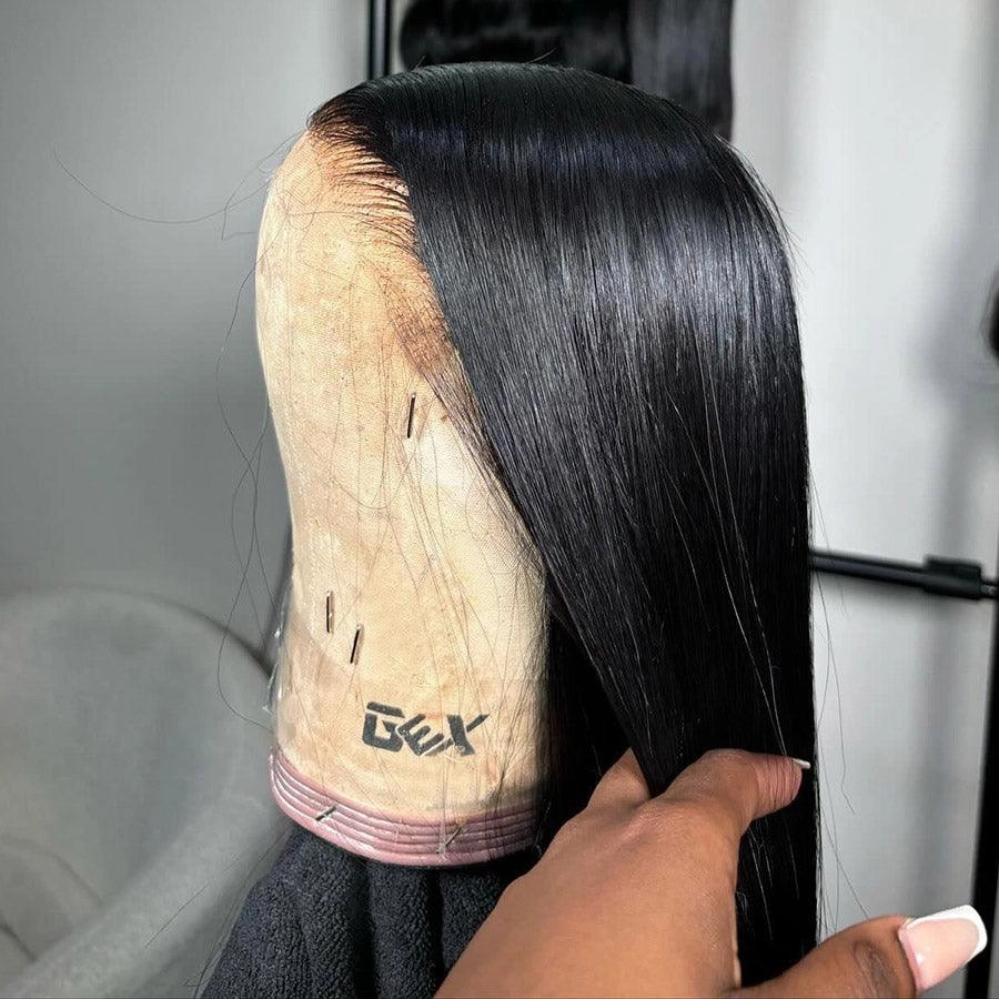 WOWANGEL Jet Black 13X6 HD Lace Full Frontal Wig Straight Clean Hairline