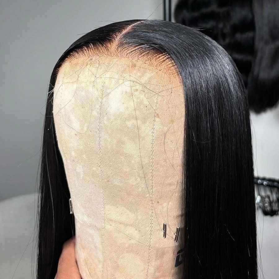 WOWANGEL Jet Black 13X6 HD Lace Full Frontal Wig Straight Clean Hairline