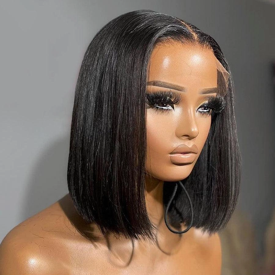 WOWANGEL Short BOB 13x6 HD Lace Full Frontal Wig Silk Straight 250% Density