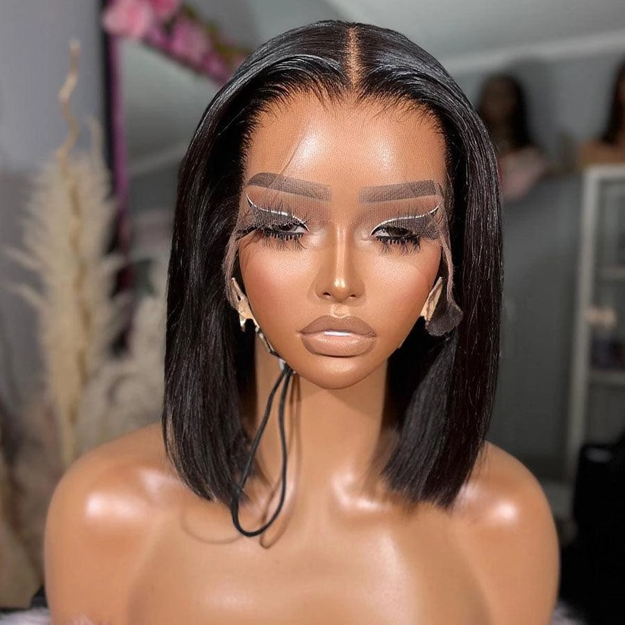 WOWANGEL Short BOB 13x6 HD Lace Full Frontal Wig Silk Straight 250% Density