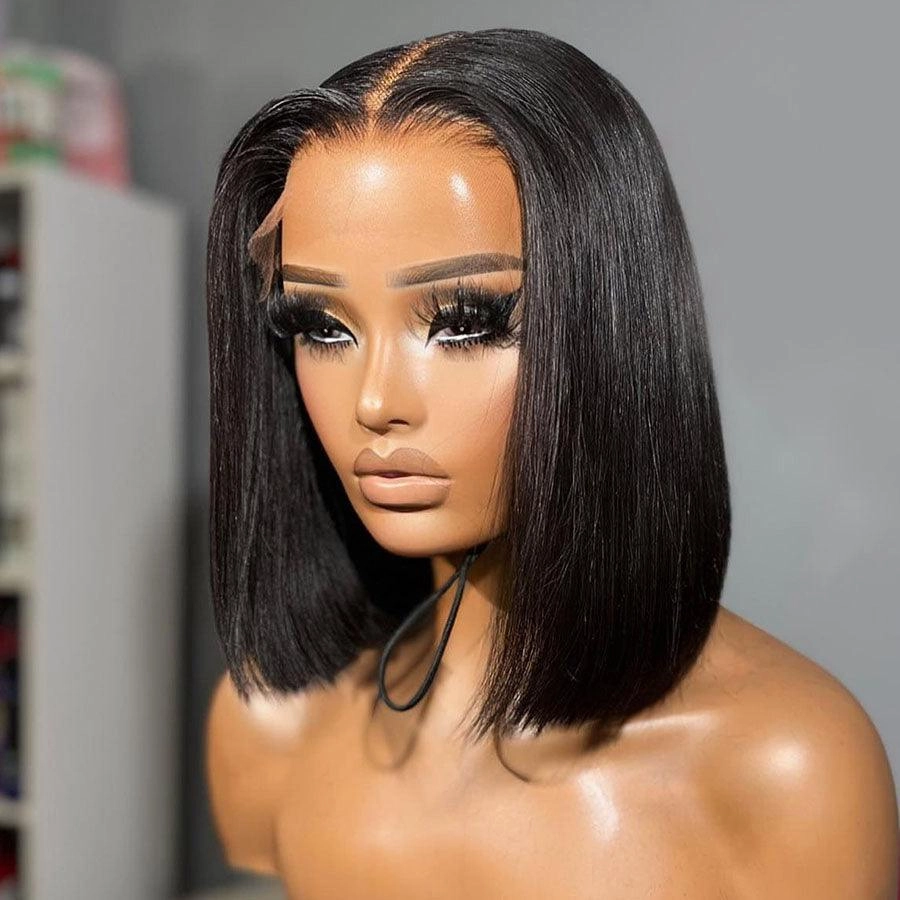 WOWANGEL Short BOB 13x6 HD Lace Full Frontal Wig Silk Straight 250% Density