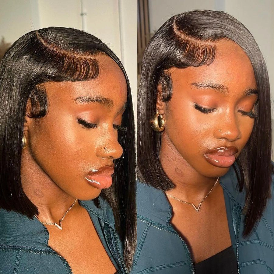 WOWANGEL Short BOB 13x6 HD Lace Full Frontal Wig Silk Straight 250% Density