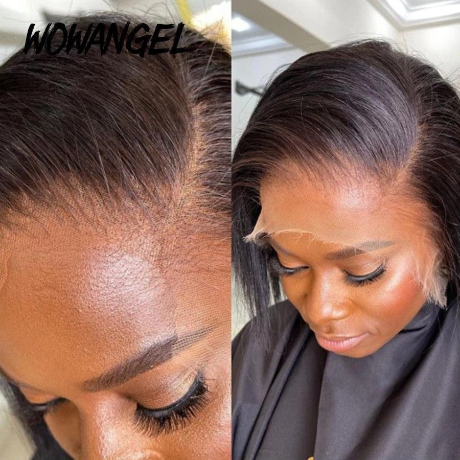 WOWANGEL Short BOB 13x6 HD Lace Full Frontal Wig Silk Straight 250% Density