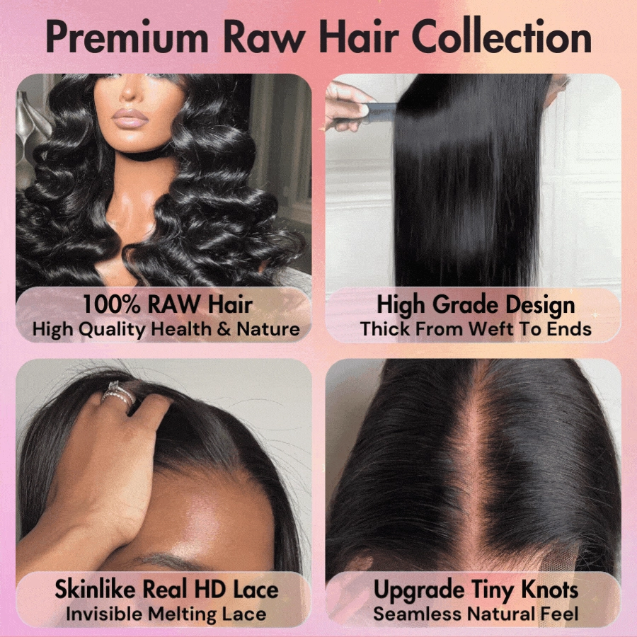 WOWANGEL Straight 13X6 HD Lace Full Frontal Wigs Premium Raw Hair