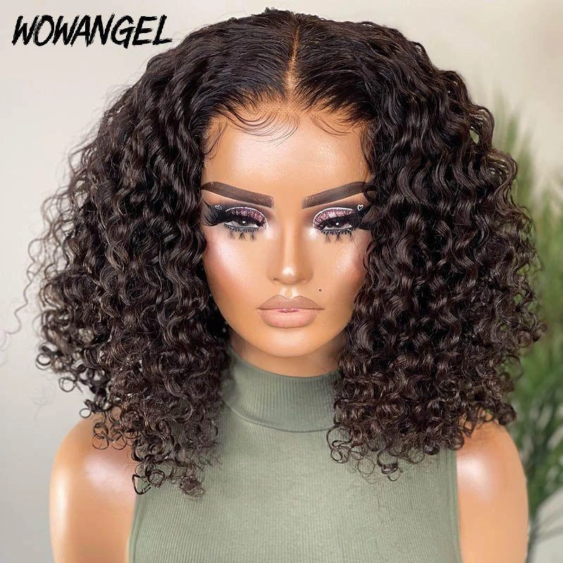 WOWANGEL Wear & Go 5x5 Skinlike Real HD Lace Closure Wig Curly BOB Glueless Install