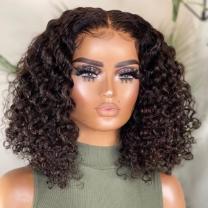 WOWANGEL Wear & Go 5x5 Skinlike Real HD Lace Closure Wig Curly BOB Glueless Install