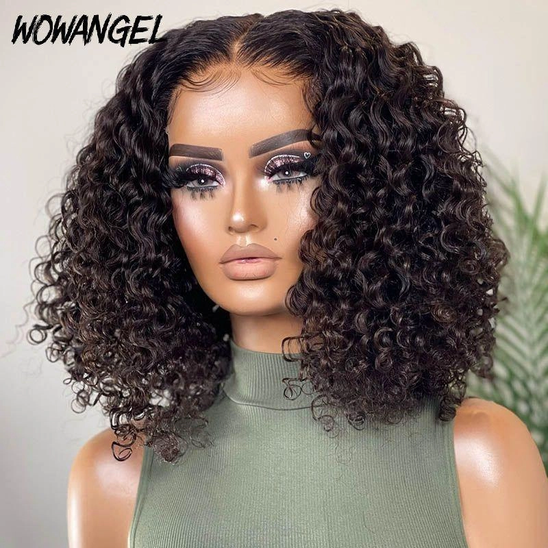 WOWANGEL Wear & Go 5x5 Skinlike Real HD Lace Closure Wig Curly BOB Glueless Install
