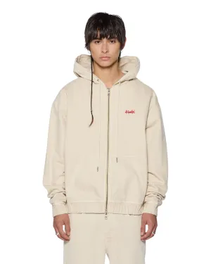 ZIPPED DENIM HOODIE ECRU